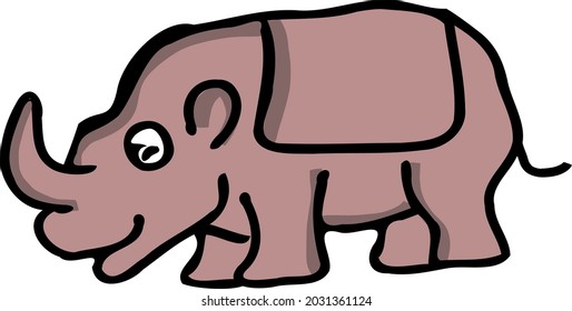 Funny Rhino Isolated Animal Vector