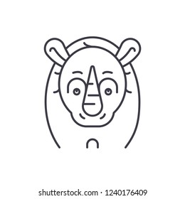 Funny rhino line icon concept. Funny rhino vector linear illustration, symbol, sign