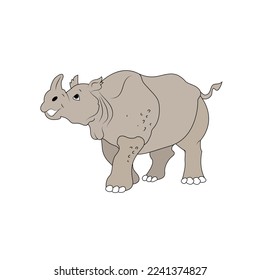 Funny Rhinoceros Cartoon Character, Wild Animal Rhino Icon and Symbols Vector Illustration