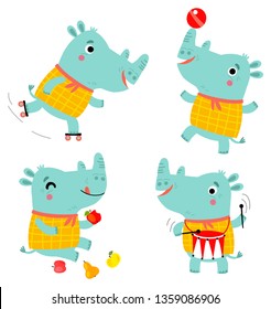 funny rhinos vector characters