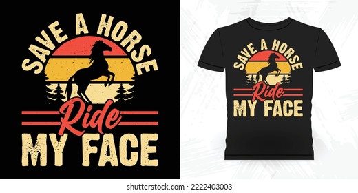 Funny Riding Horse Retro Vintage Father's Day Riding Horse T-shirt Design