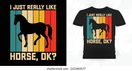 Funny Riding Horse Retro Vintage Father's Day Riding Horse T-shirt Design