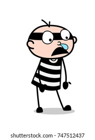 Funny Robber Running Nose Face Vector