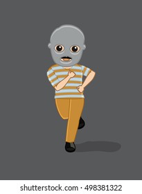 Funny Robber Running Pose Vector Illustration