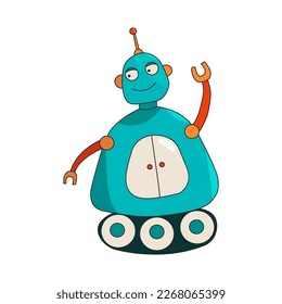 Un robot gracioso con una antena en la cabeza en un estilo de caricatura. Imagen vectorial aislada.
