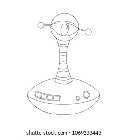 A funny robot with a big eye. Contour vector illustration. Coloring.