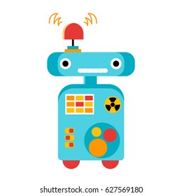 Funny robot with buttons and bulbs. Vector cartoon character
