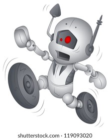 Funny Robot - Cartoon Character - Vector Illustration