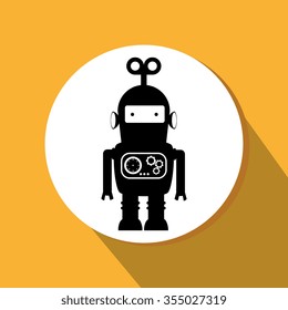 Funny robot cartoon graphic design, vector illustration eps10