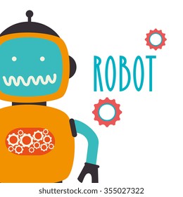 Funny robot cartoon graphic design, vector illustration eps10