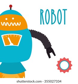 Funny robot cartoon graphic design, vector illustration eps10