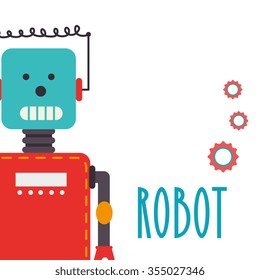 Funny robot cartoon graphic design, vector illustration eps10