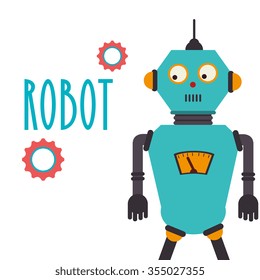 Funny robot cartoon graphic design, vector illustration eps10