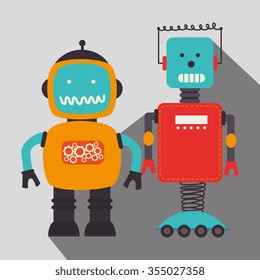 Funny robot cartoon graphic design, vector illustration eps10