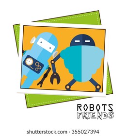 Funny robot cartoon graphic design, vector illustration eps10