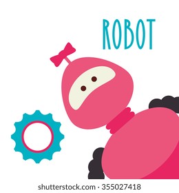 Funny robot cartoon graphic design, vector illustration eps10