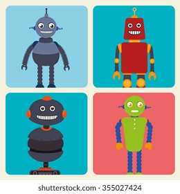 Funny robot cartoon graphic design, vector illustration eps10