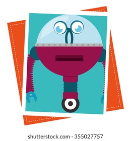 Funny robot cartoon graphic design, vector illustration eps10