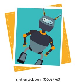 Funny robot cartoon graphic design, vector illustration eps10