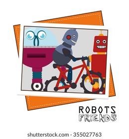 Funny robot cartoon graphic design, vector illustration eps10