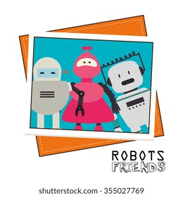 Funny robot cartoon graphic design, vector illustration eps10