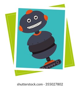 Funny robot cartoon graphic design, vector illustration eps10