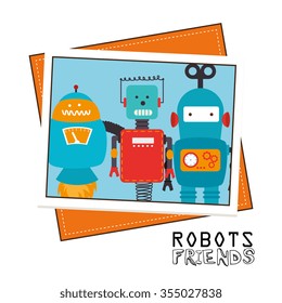 Funny robot cartoon graphic design, vector illustration eps10
