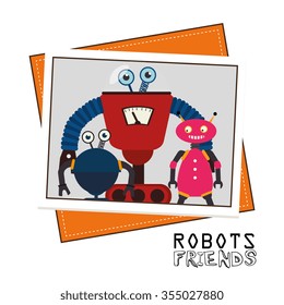 Funny robot cartoon graphic design, vector illustration eps10