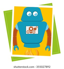 Funny robot cartoon graphic design, vector illustration eps10