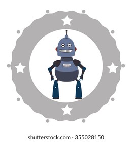 Funny robot cartoon graphic design, vector illustration eps10