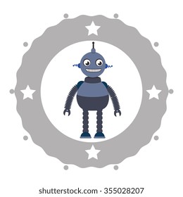 Funny robot cartoon graphic design, vector illustration eps10