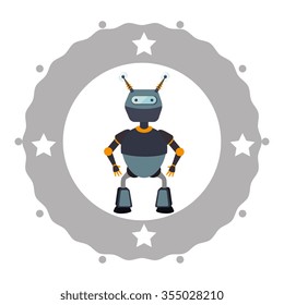 Funny robot cartoon graphic design, vector illustration eps10