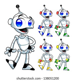 Funny robot. Cartoon and vector isolated characters.