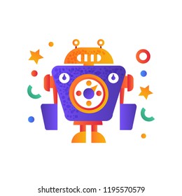 Gracioso personaje robot, máquina de robots artificiales vector Ilustración en fondo blanco