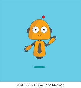 Funny robot icon in blue background. Vector Illustration
