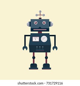 Funny robot icon. Flat style vector illustration.
