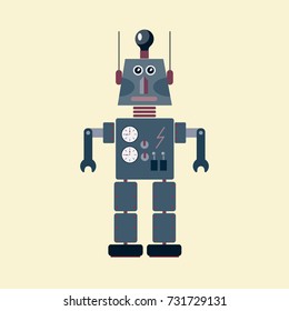 Funny robot icon. Flat style vector illustration.