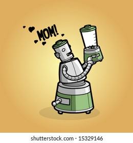 Funny robot mother illustration