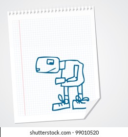 Funny robot on paper