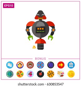 Funny Robot on Rolling Ball Icon