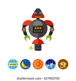 Funny Robot on Rolling Ball Icon