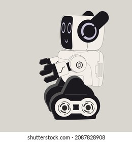 Funny robot vector cartoon character. Toy, isolated on a background.