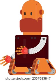 Funny robot in vintage style. Retro cartoon android