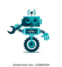 funny robot with a wheel