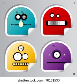 Funny Robots stickers set.
