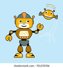 funny robots, vector cartoon illustration