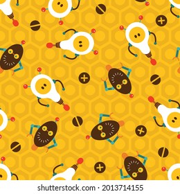 Funny Robots Vector Seamless Pattern