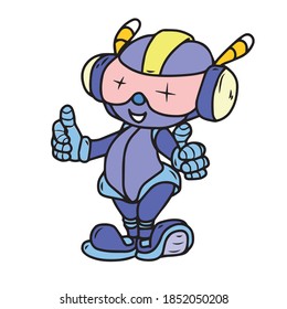 funny robot.Vector children's illustration on a white isolated background. For banners, postcards and stickers,
