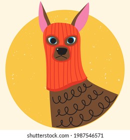 Funny roe wearing balaclava ski mask. Hipster deer dressed as a robber with a colorful thief mask. Isolated print for T-shirt, poster, mug, and for cricut.