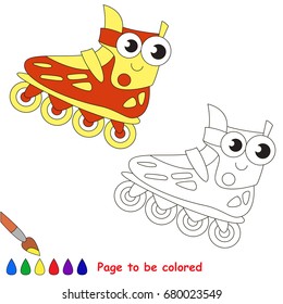 Funny Roller Blade to be colored, the coloring book for preschool kids with easy educational gaming level.